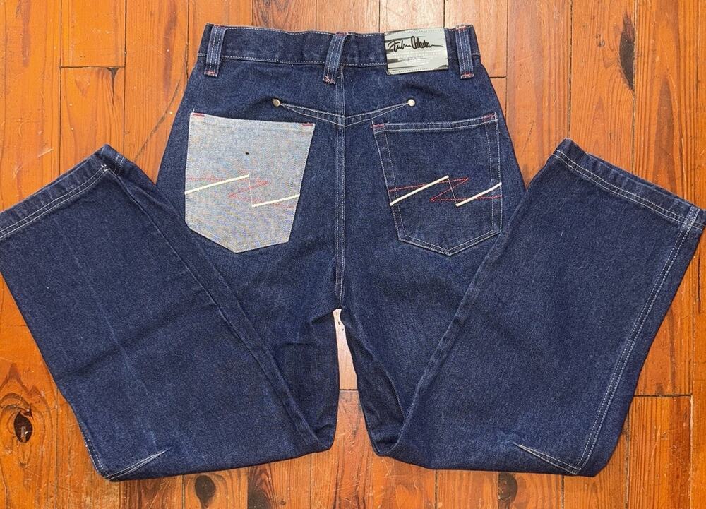 FUBU Collection Wide Barrel Leg Denim Jean Y2K Hip Hop Skater 29x30 Tag Sz Yth16